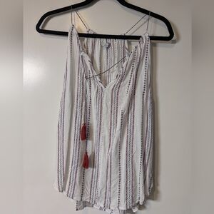 Striped Sleeveless Top with Tassels